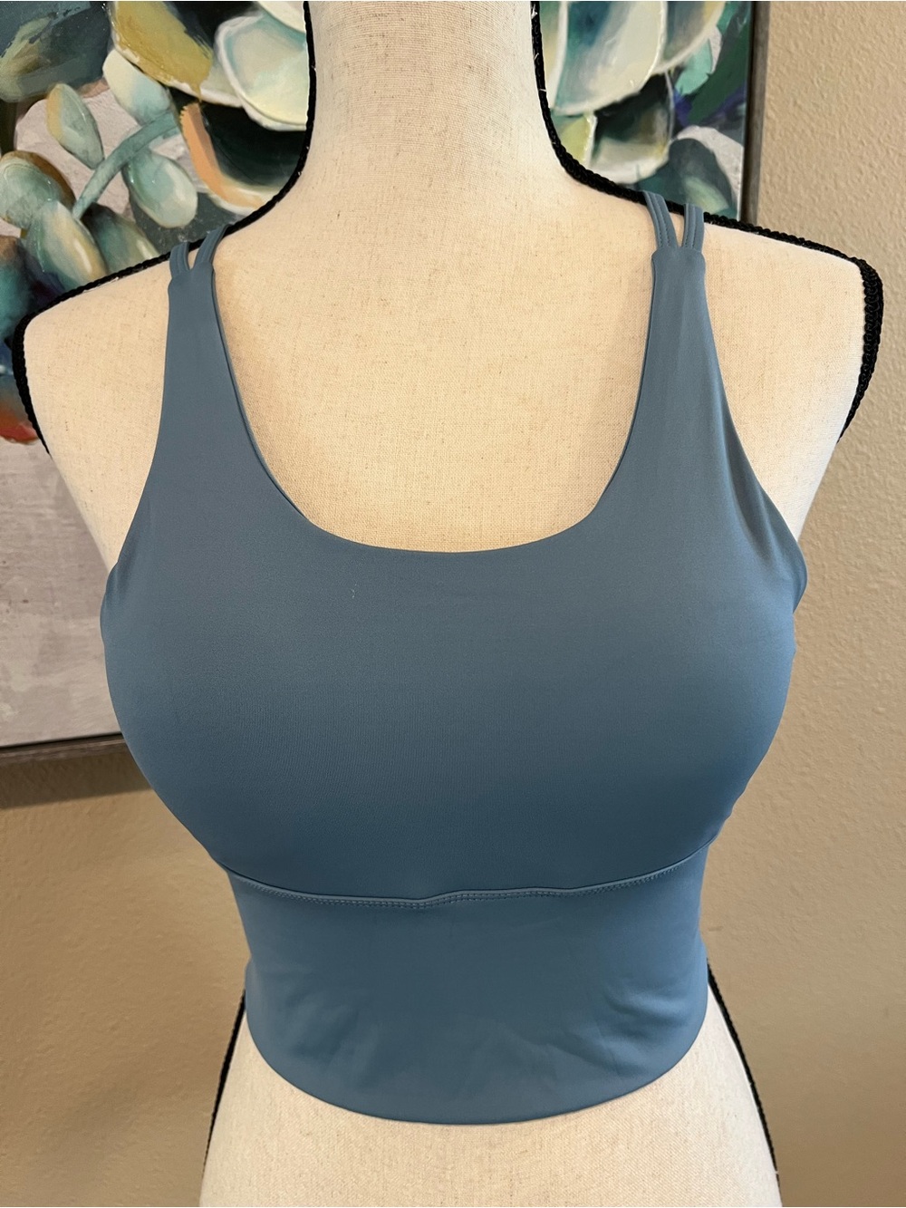 Longline Scoop Sports Bra Crop — Dusty Teal